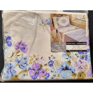 Vintage Montgomery Ward Treasure Chest Double Flat Bed Sheet Percale Floral NEW